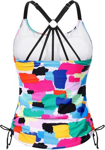 Push Up Bikini Tops for Women Underwire Tankini Top V Neck Swimsuits for Big Busted Tummy Control Bathing Suits Top in Kuwait