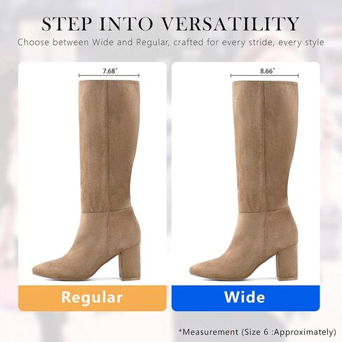 Shoe'N Tale Knee High Boots for Women Chunky Block Heel Fall Winter Pointed Toe Boots in Saudi Arabia