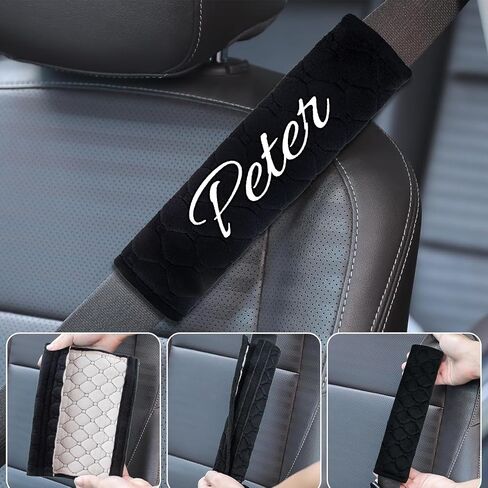 Personalised Car Seat Belt Pads with Embroidery Name, Comfort Harness Seatbelt Covers, Customized Car Accessories Universal Seatbelt Pad - Travel Car Seat Belt Covers for Sedan SUV Trucks (2 Pack) in Saudi Arabia