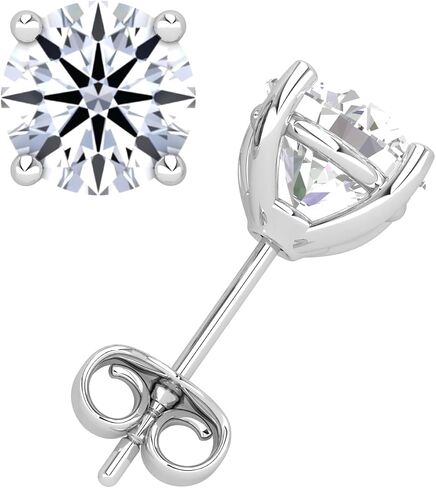 أقراط مسمار مويسانيت مستديرة ، 0.5CT-3CT D Color VVS1 Clarity Moissanite 14K Gold Plated 925 Sterling Silver Hypoallergenic Push Strains in Kuwait