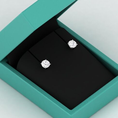 أقراط مسمار مويسانيت مستديرة ، 0.5CT-3CT D Color VVS1 Clarity Moissanite 14K Gold Plated 925 Sterling Silver Hypoallergenic Push Strains in Kuwait