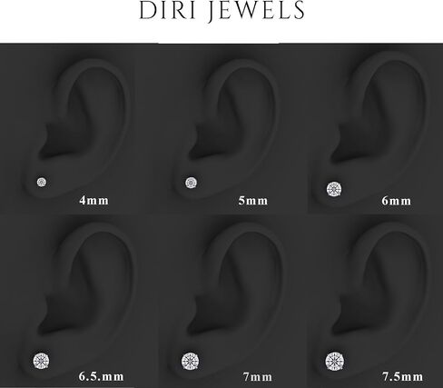 أقراط مسمار مويسانيت مستديرة ، 0.5CT-3CT D Color VVS1 Clarity Moissanite 14K Gold Plated 925 Sterling Silver Hypoallergenic Push Strains in Kuwait