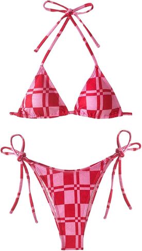 GORGLITTER Women's Color Block Swimsuit Triangle High Cut G String Bikini Set Tie Dye Bathing Suit in Saudi Arabia