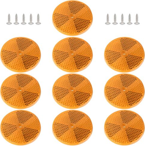 10 Pack Reflective Round Reflector, Safety Trailer Reflector Center Mounting Hole Mailbox Reflector, Driveway Reflector for Automobiles Boats in Kuwait