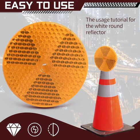 10 Pack Reflective Round Reflector, Safety Trailer Reflector Center Mounting Hole Mailbox Reflector, Driveway Reflector for Automobiles Boats in Kuwait