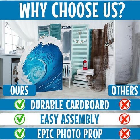 Fun Express Express Surf Wave Cardboard Standup ، 5 أقدام - ديكور حفلات الأمواج والصور - VBS VACTIONS BIBLE SCHOOL SCELIS/DICER in Saudi Arabia