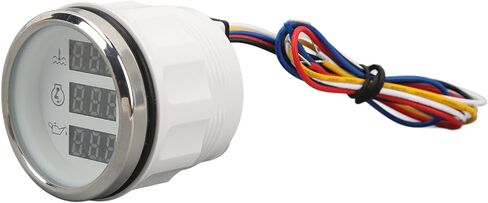 مقياس ضغط زيت سرعة درجة حرارة الماء ، 3 في 1 متر شاشة رقمية DC 9-32V لسفينة قارب الصيد اليخت RV ، ABS ، الفولاذ المقاوم للصدأ ، متر دائري 52 مم (ميدرق فضي للطلات السوداء) in Kuwait
