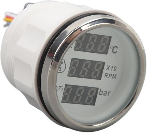 مقياس ضغط زيت سرعة درجة حرارة الماء ، 3 في 1 متر شاشة رقمية DC 9-32V لسفينة قارب الصيد اليخت RV ، ABS ، الفولاذ المقاوم للصدأ ، متر دائري 52 مم (ميدرق فضي للطلات السوداء) in Kuwait