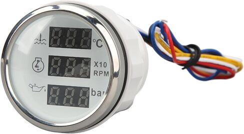 مقياس ضغط زيت سرعة درجة حرارة الماء ، 3 في 1 متر شاشة رقمية DC 9-32V لسفينة قارب الصيد اليخت RV ، ABS ، الفولاذ المقاوم للصدأ ، متر دائري 52 مم (ميدرق فضي للطلات السوداء) in Kuwait