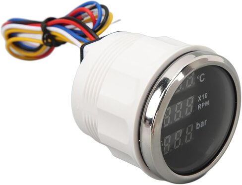 مقياس ضغط زيت سرعة درجة حرارة الماء ، 3 في 1 متر شاشة رقمية DC 9-32V لسفينة قارب الصيد اليخت RV ، ABS ، الفولاذ المقاوم للصدأ ، متر دائري 52 مم (ميدرق فضي للطلات السوداء) in Kuwait