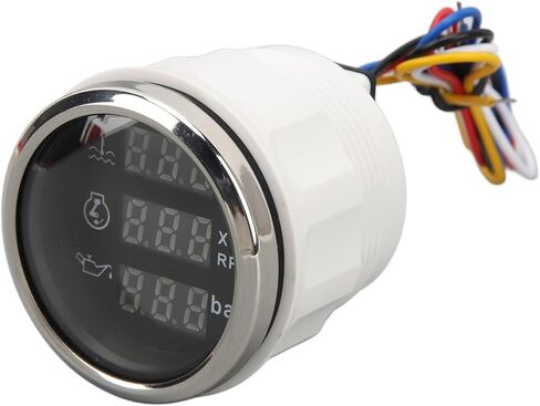 مقياس ضغط زيت سرعة درجة حرارة الماء ، 3 في 1 متر شاشة رقمية DC 9-32V لسفينة قارب الصيد اليخت RV ، ABS ، الفولاذ المقاوم للصدأ ، متر دائري 52 مم (ميدرق فضي للطلات السوداء) in Kuwait