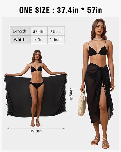 Eicolorte Beach Sarong Wraps for Women Swimsuit Cover Up Pareo with Tassels Swimwear Coverup for Bathing Suit in Kuwait