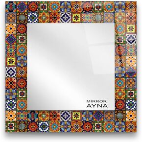 Tile Patterned Glass Mirror Three Piece Set, Mirrors for Wall Decoration, Mirrors for Entryway Living Room Bedroom Office Decor & Home Decor, Pack of 3 (Fethiye) in Saudi Arabia