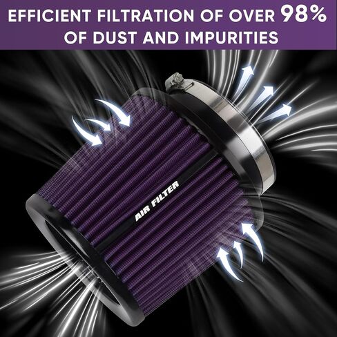 4 Inches Cold Air Intake Filter 3" or 3.5" or 4" High Performance Washable Clamp-On Replacement Cone Air Filter 3 in 1 Size Purple in Kuwait