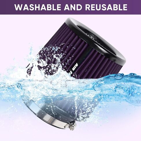 4 Inches Cold Air Intake Filter 3" or 3.5" or 4" High Performance Washable Clamp-On Replacement Cone Air Filter 3 in 1 Size Purple in Kuwait