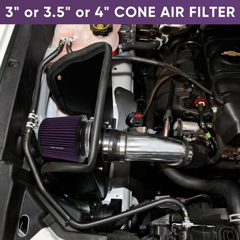 4 Inches Cold Air Intake Filter 3" or 3.5" or 4" High Performance Washable Clamp-On Replacement Cone Air Filter 3 in 1 Size Purple in Kuwait