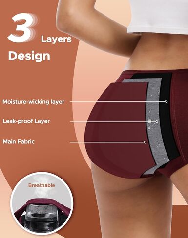 INNERSY Women's Period Underwear Hipster Postpartum Leakproof Protective Menstrual Panties 3-Pack in Saudi Arabia