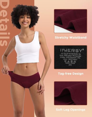 INNERSY Women's Period Underwear Hipster Postpartum Leakproof Protective Menstrual Panties 3-Pack in Saudi Arabia