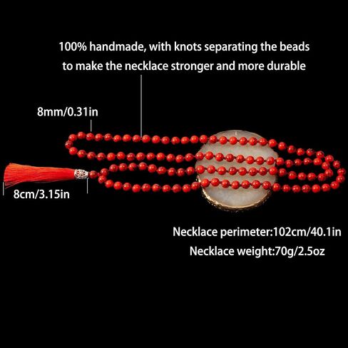 108 Mala Beads Natural Stone Japamala Yoga Prayer Rosary Meditation Hand Knotted Beaded Tassel Necklace for Women Men in Saudi Arabia