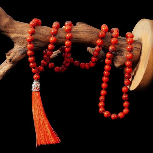 108 Mala Beads Natural Stone Japamala Yoga Prayer Rosary Meditation Hand Knotted Beaded Tassel Necklace for Women Men in Saudi Arabia