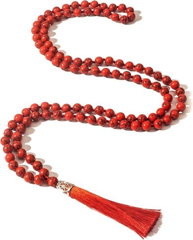 108 Mala Beads Natural Stone Japamala Yoga Prayer Rosary Meditation Hand Knotted Beaded Tassel Necklace for Women Men in Saudi Arabia