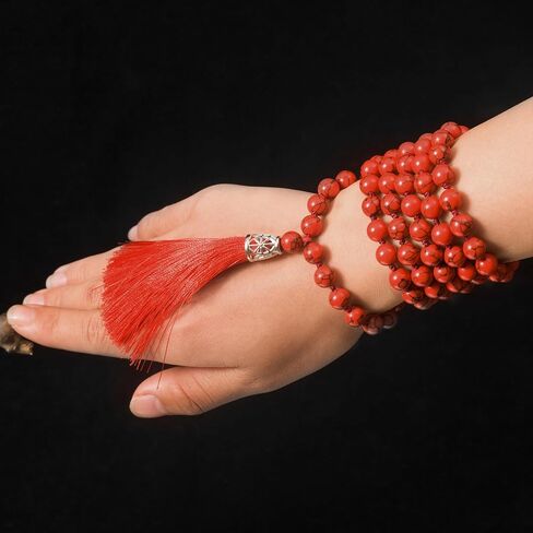 108 Mala Beads Natural Stone Japamala Yoga Prayer Rosary Meditation Hand Knotted Beaded Tassel Necklace for Women Men in Saudi Arabia