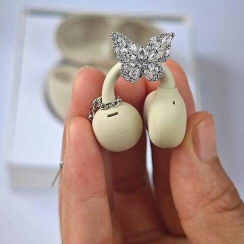 Bow Rhinestone for Clip on Earbuds Open Ear Accessories, Elegant Zirconia Decorative Earphone Accessories, Removable Exquisite DIY Decoration in Kuwait
