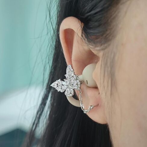 Bow Rhinestone for Clip on Earbuds Open Ear Accessories, Elegant Zirconia Decorative Earphone Accessories, Removable Exquisite DIY Decoration in Kuwait