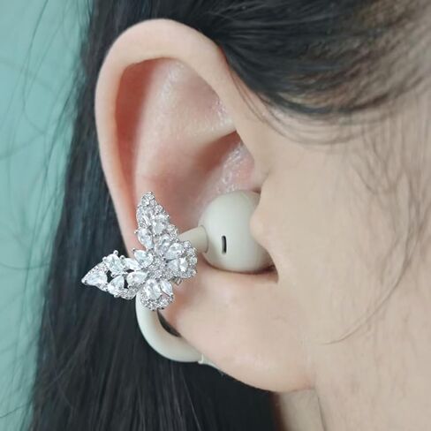 Bow Rhinestone for Clip on Earbuds Open Ear Accessories, Elegant Zirconia Decorative Earphone Accessories, Removable Exquisite DIY Decoration in Kuwait