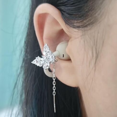 Bow Rhinestone for Clip on Earbuds Open Ear Accessories, Elegant Zirconia Decorative Earphone Accessories, Removable Exquisite DIY Decoration in Kuwait
