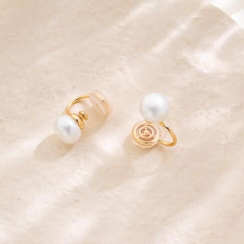 Elegant Flat Pearl Ear Clips for Women Minimalist 14k Gold Plated Pearl Non-Piercing Fashion Jewelry for Party Wedding Bridesmaid Gifts in Saudi Arabia