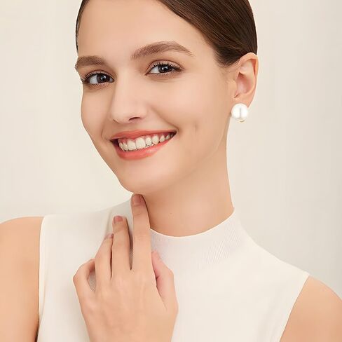 Elegant Flat Pearl Ear Clips for Women Minimalist 14k Gold Plated Pearl Non-Piercing Fashion Jewelry for Party Wedding Bridesmaid Gifts in Saudi Arabia