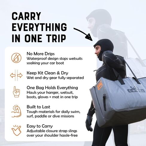 حقيبة الرطب والجاف | مثالية لركوب الأمواج |الغوص | الرياضات المائية الباردة | التجديف على متن الطائرة | حل العناية بملابس السباحة في المياه المفتوحة | تجفيف بذلة | حقيبة ركوب الأمواج | كيس جاف رطب in Kuwait