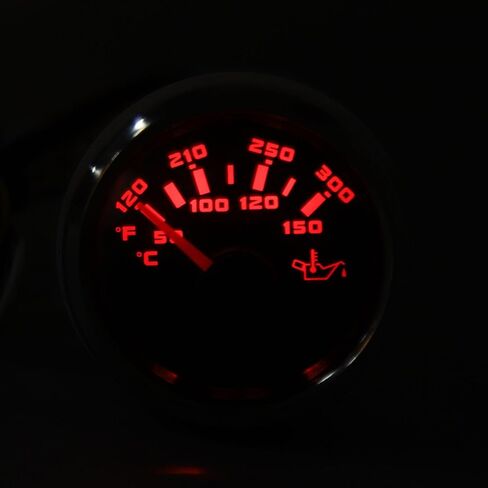 AQXREIGHT DC 32V 52MM درجة حرارة الزيت Celsius Fahrenheit ارتفاع درجة حرارة الزيت الكهربائي لليخوت RV قوارب الصيد أبيض درجة حرارة الفضة مدي درجة المقياس هذا العهد in Saudi Arabia
