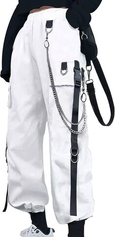 Kisswow Women's Cargo Jogger Pants Pants Bargy Bants مع سلسلة in Kuwait