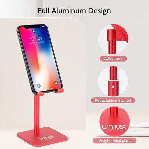 حامل هاتف خلوي Urmust بزاوية ارتفاع قابلة للتعديل لحامل هاتف مكتبي للمكتب متوافق مع iPhone 15 14 13 12 11 Pro Max X Xr 8 Plus 7 6 (وردي) in Kuwait