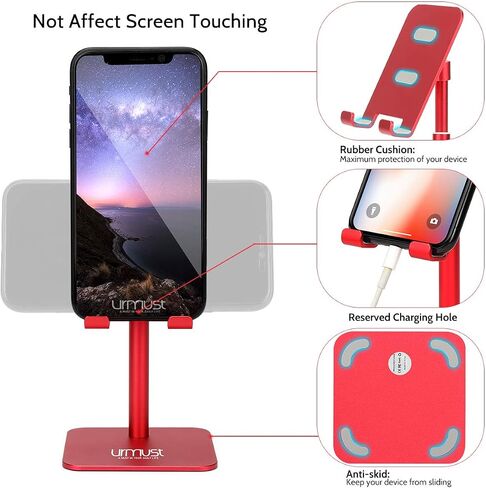 حامل هاتف خلوي Urmust بزاوية ارتفاع قابلة للتعديل لحامل هاتف مكتبي للمكتب متوافق مع iPhone 15 14 13 12 11 Pro Max X Xr 8 Plus 7 6 (وردي) in Kuwait