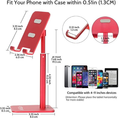 حامل هاتف خلوي Urmust بزاوية ارتفاع قابلة للتعديل لحامل هاتف مكتبي للمكتب متوافق مع iPhone 15 14 13 12 11 Pro Max X Xr 8 Plus 7 6 (وردي) in Kuwait