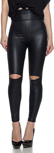 J2 Love Women's Knee Slit Faux Leather Legging in Kuwait