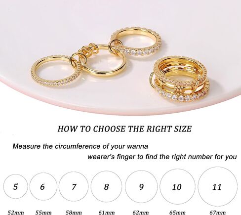 Gold Stackable Rings for Women Non Tarnish, 18K Gold Plated CZ Cubic Zirconia Rings, Golden Rings Set, Multi-Link Connected Rings in Saudi Arabia