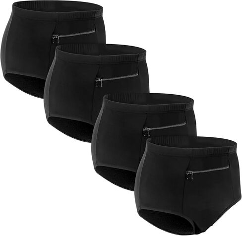 Luexbox Pocket Pantie للنساء ، والملابس الداخلية سافر مع سراويل الجيب السرية للنساء ، 4 عبوات (أسود) in Kuwait