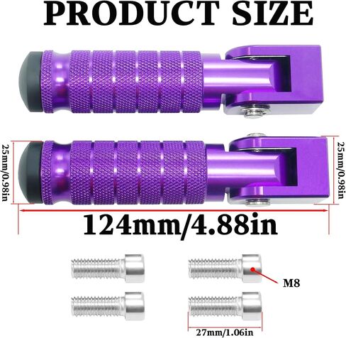 دراجة نارية M8 قدم قدم 90 درجة أوتاد دراجة قابلة للطي CNC مضادة للانكادة Universal لـ Super73 Yamaha Honda Suzuki Apriciia Car Electric Scooter Mini Bike Ebike Dirt Bike Go Kart (Purple ، Type A) in Kuwait