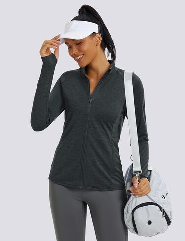 MAGCOMSEN Women's UPF 50+ Athletic Jackets Full Zip Lightweight Workout Jacket SPF Sun Protection Shirts Hiking Running in Saudi Arabia