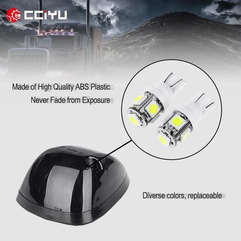 cciyu Smoked Cab Roof Top Marker Running Light w/White 5050 SMD LED Light Bulbs Replacement fit for 94-98 For Dodge For Ram 2500 3500 Black(5 Pcs) in Saudi Arabia