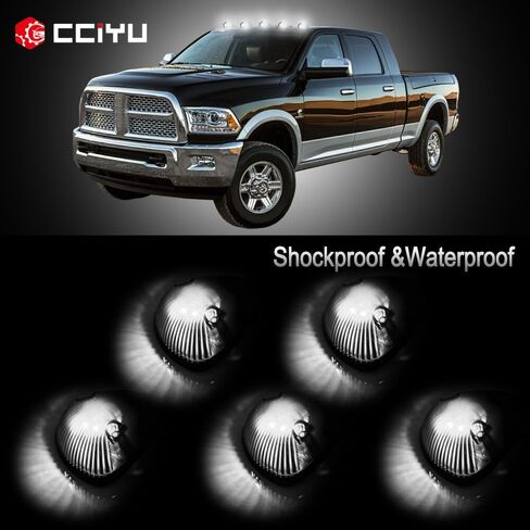 cciyu Smoked Cab Roof Top Marker Running Light w/White 5050 SMD LED Light Bulbs Replacement fit for 94-98 For Dodge For Ram 2500 3500 Black(5 Pcs) in Saudi Arabia