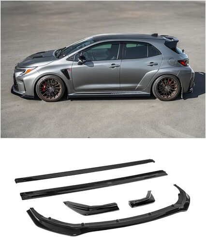Replacement for 2023-2024 Toyota E210 GR Corolla Models | GR Style Front Bumper Lip Splitter & Side Skirts Rocker Panel Extension Pair & Rear Apron Lip Side Spat (ABS Plastic - Matte Black) in Saudi Arabia