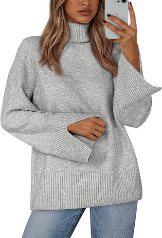KIRUNDO Fall Sweaters for Women 2025 Turtleneck Ribbed Long Sleeve Casual Loose Knit Pullover Tops Fashion Winter Clothes in Saudi Arabia