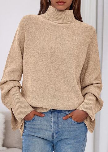 KIRUNDO Fall Sweaters for Women 2025 Turtleneck Ribbed Long Sleeve Casual Loose Knit Pullover Tops Fashion Winter Clothes in Saudi Arabia