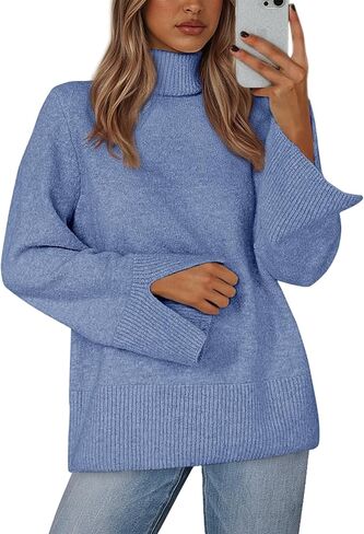 KIRUNDO Fall Sweaters for Women 2025 Turtleneck Ribbed Long Sleeve Casual Loose Knit Pullover Tops Fashion Winter Clothes in Saudi Arabia