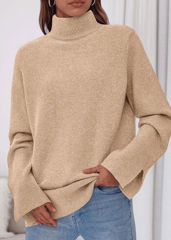 KIRUNDO Fall Sweaters for Women 2025 Turtleneck Ribbed Long Sleeve Casual Loose Knit Pullover Tops Fashion Winter Clothes in Saudi Arabia